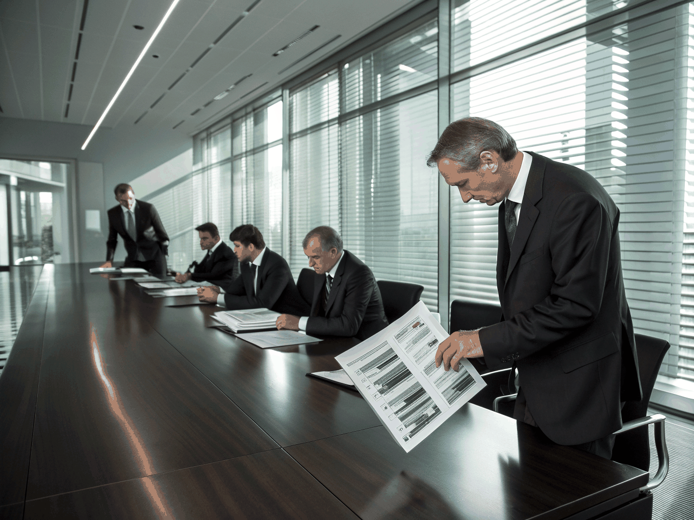 Corporate boardroom meeting